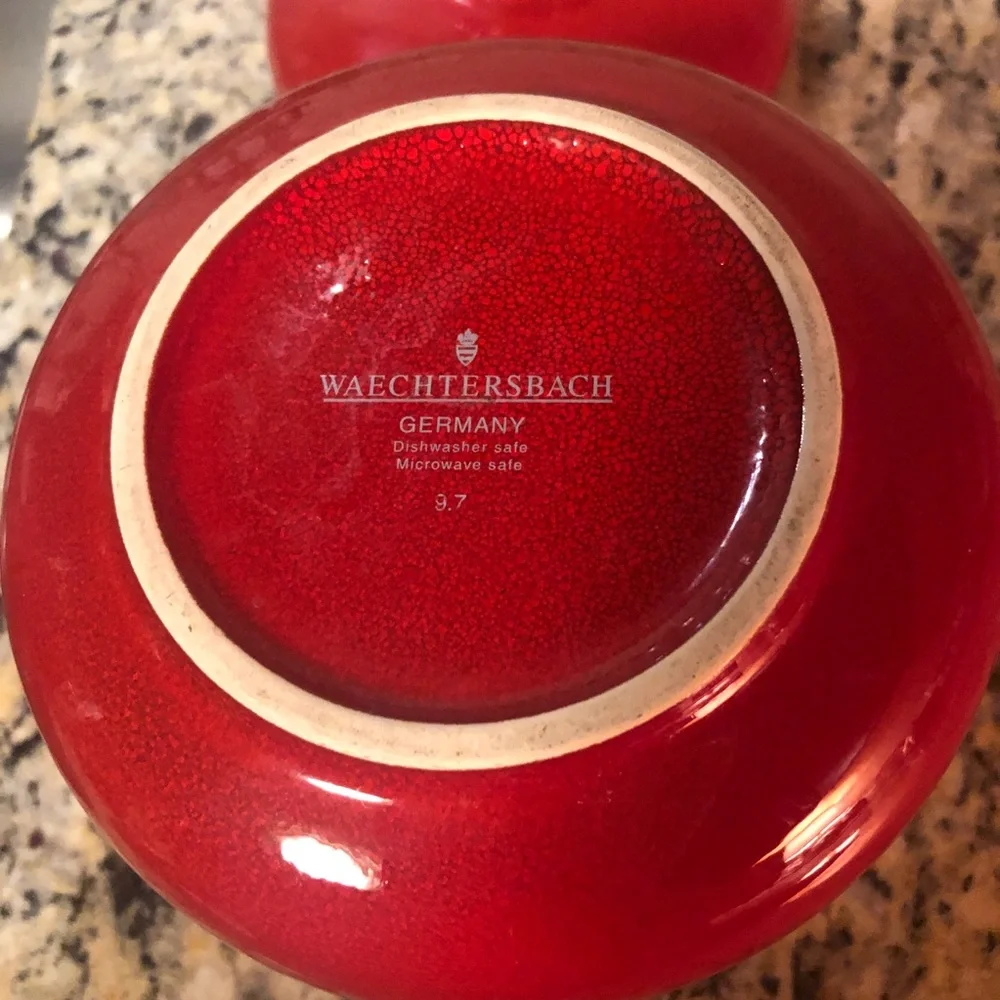 Vintage Waechtersbach Cat Kitty Treat Jar with Lid Red Germany MCM Paw Prints